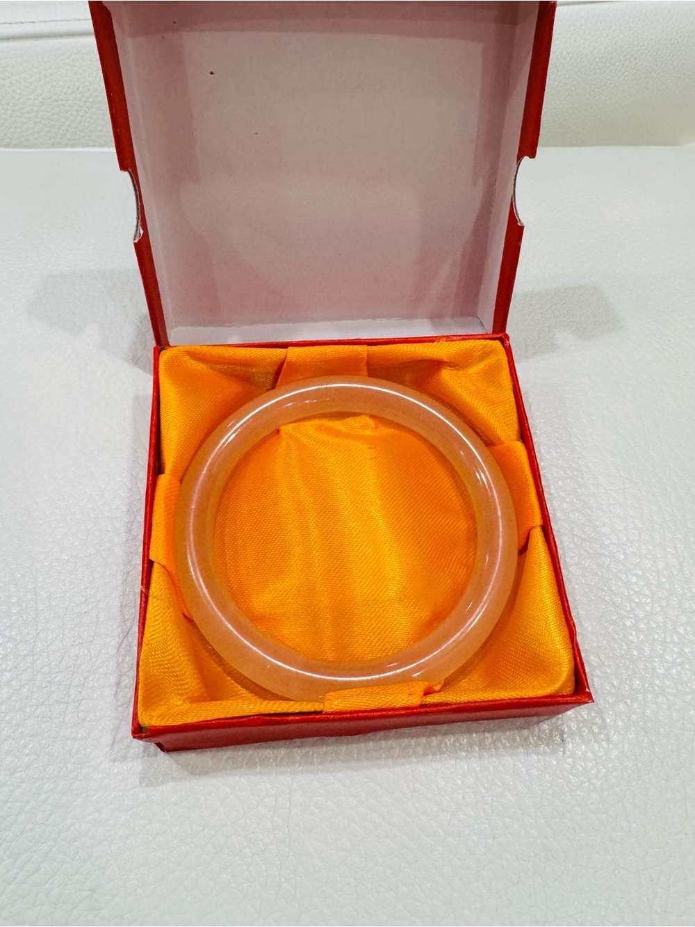 Translucent Pink Jade Bangle Bracelet Small